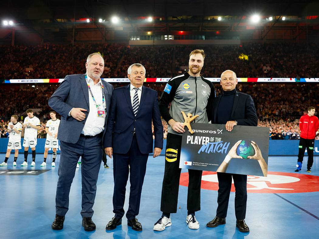 European Men's Handball Championship: Grundfos links Player of the Match  Award with donation for water projects in Malawi