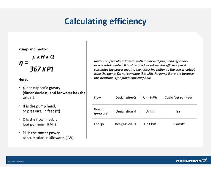 Calculating pump efficiency Grundfos